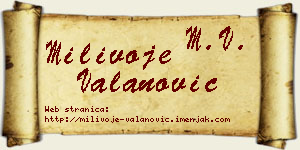 Milivoje Valanović vizit kartica